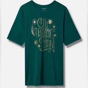 Torrid Christmas Oh What Fun Relax Fit Cotton Elbow Sleeve Tee